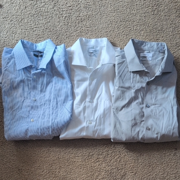 Calvin Klein Bundle Of Three Non Iron Long Sleeve Dress Shirts Size 17 - Picture 1 of 11